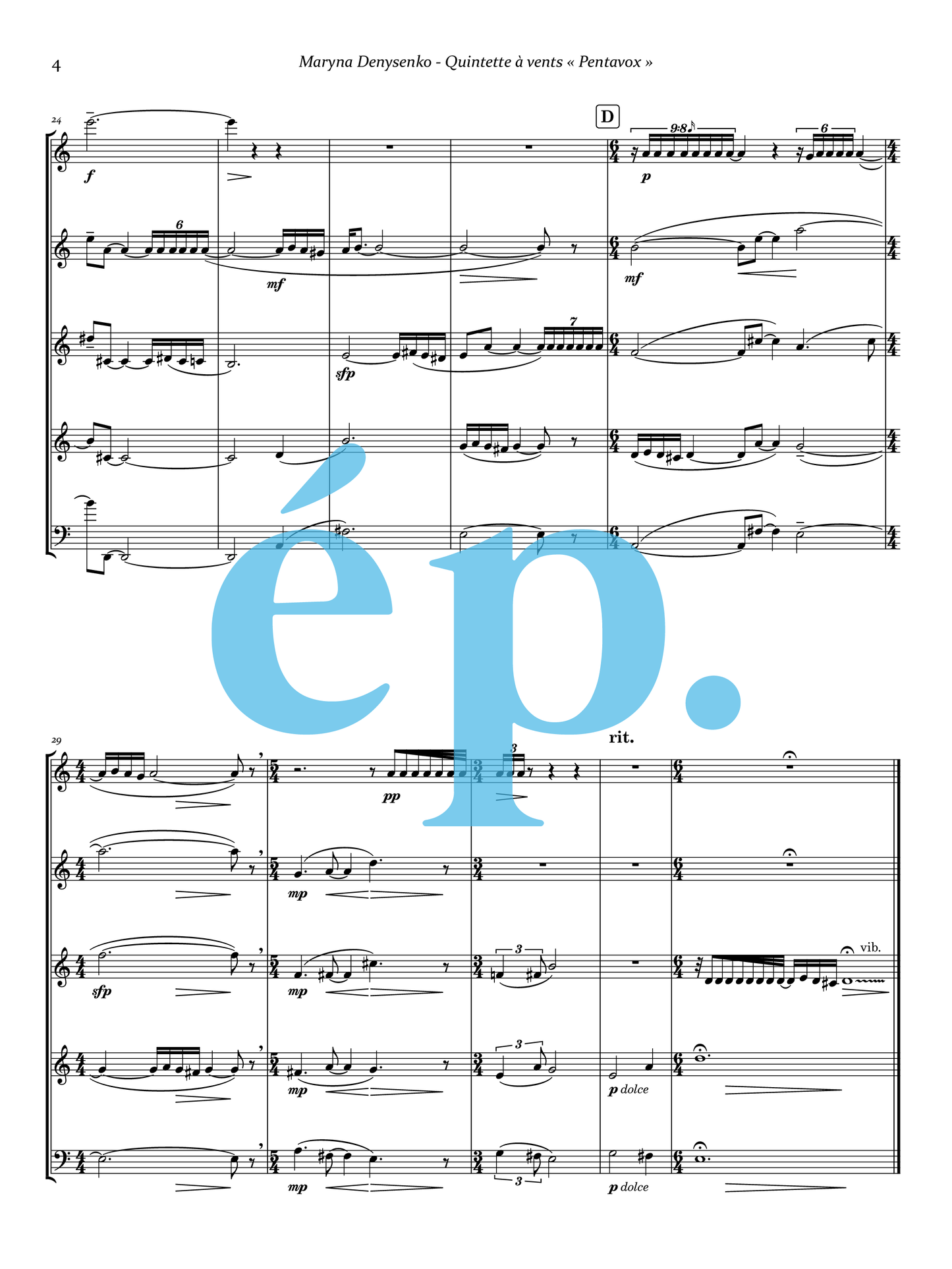 Maryna Denysenko's Quintet for Winds “Pentavox”