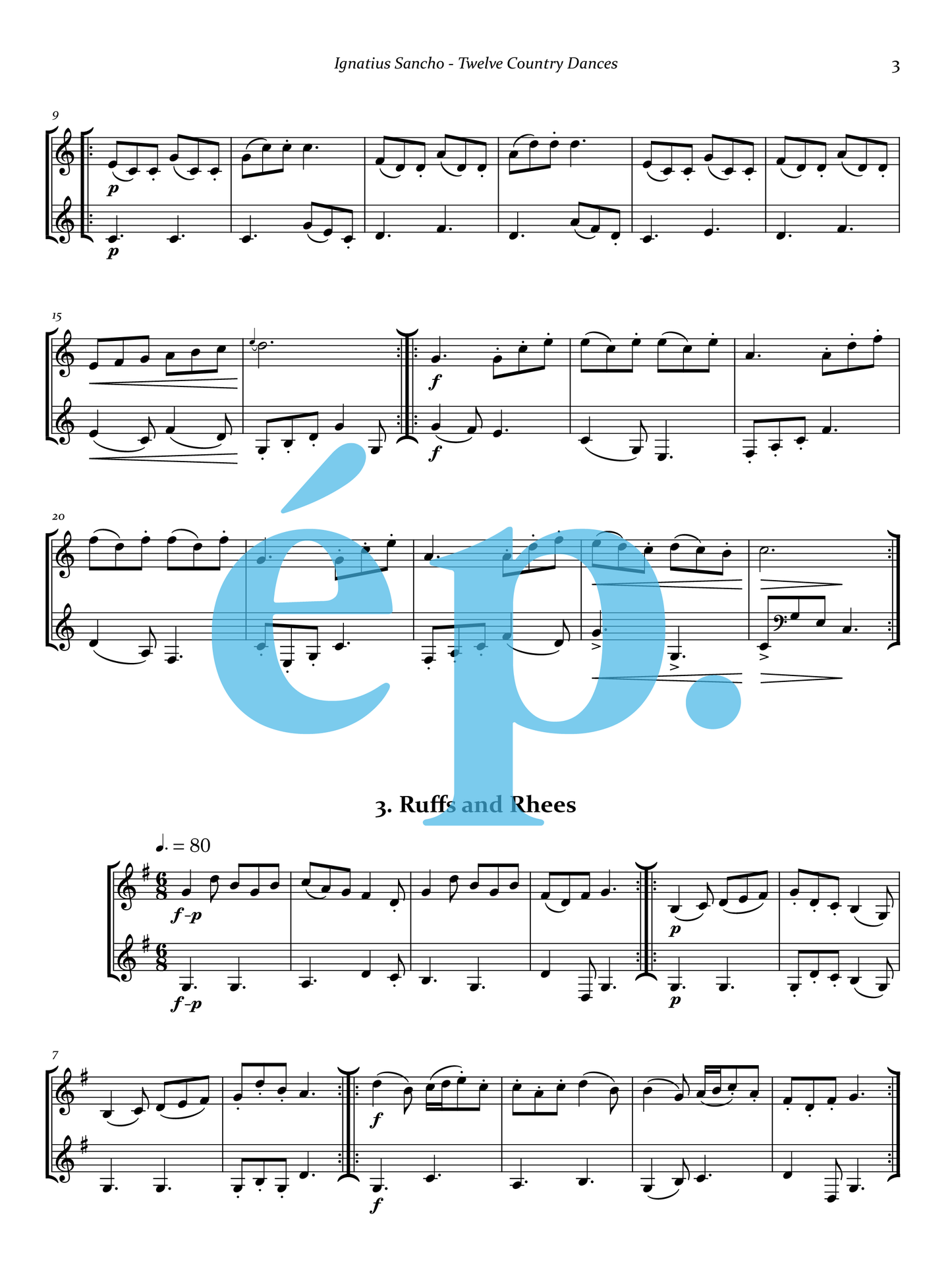 Douze danses campagnardes d’Ignacius Sancho adaptées pour deux cors