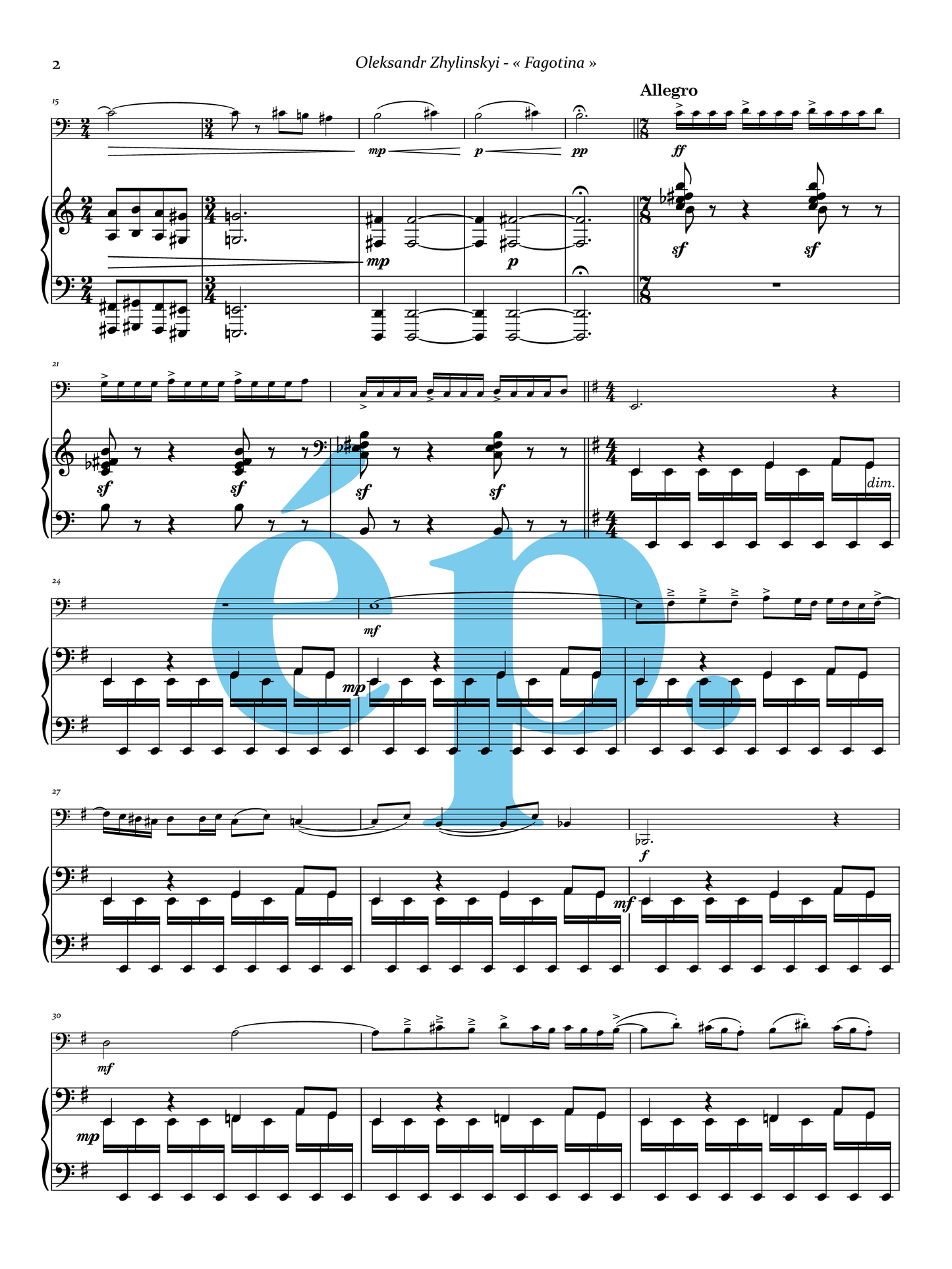 Oleksandr Zhylinskyi's "Fagotina" for bassoon and piano [Digital Download]