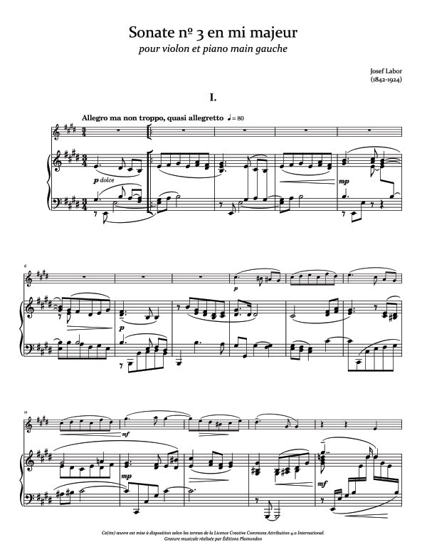Labor Sonata no. 3 for violin and piano left hand